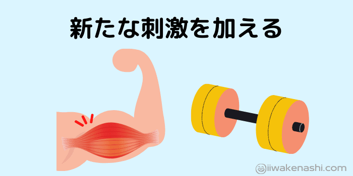 トレーニングで新たに刺激を与えているイラスト