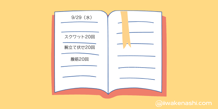 トレーニング日記のノートのイラスト